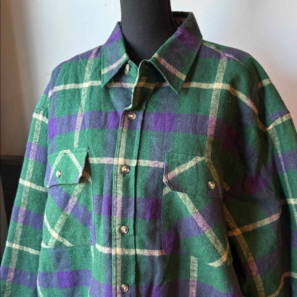 Windridge Plaid Green and Purple lined Shirt Jacket XL. NWT - Picture 2 of 7